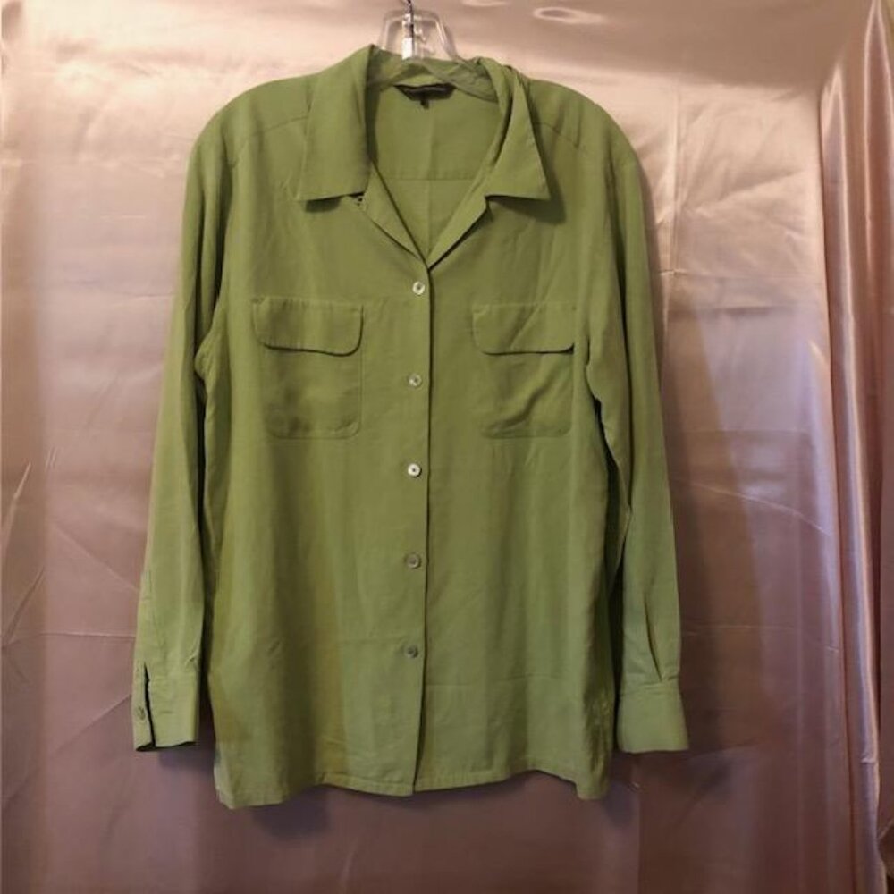 Tommy Bahama Women's 100% Silk Blouse US Size Medium Green Pre-owned